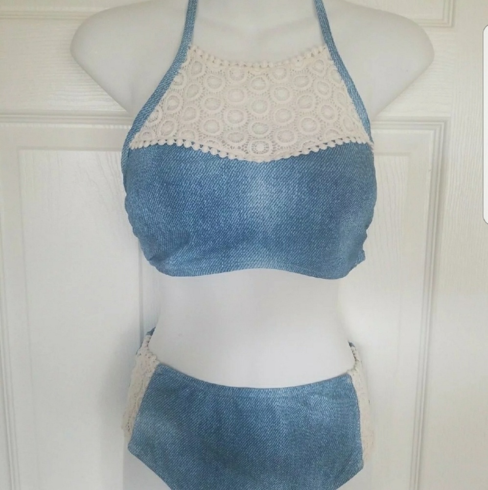Denim 2 piece swimsuit
